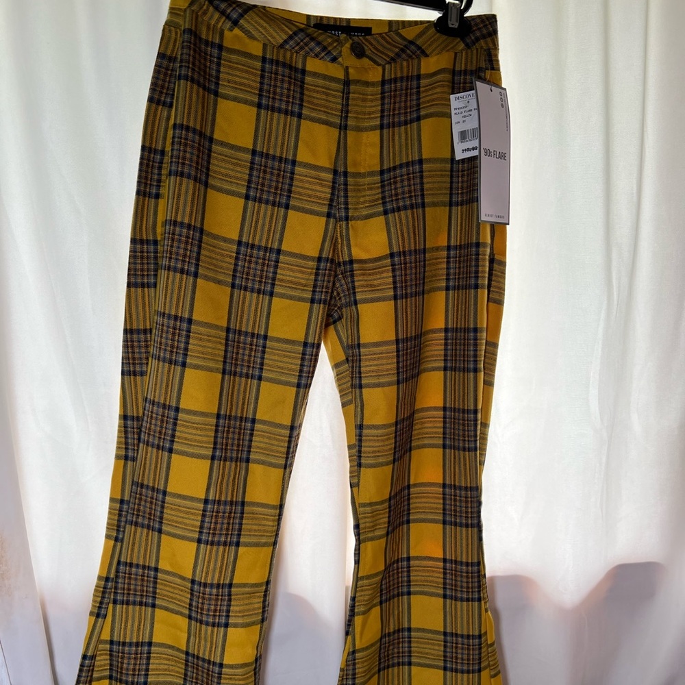 Yellow Plaid Flare Pants